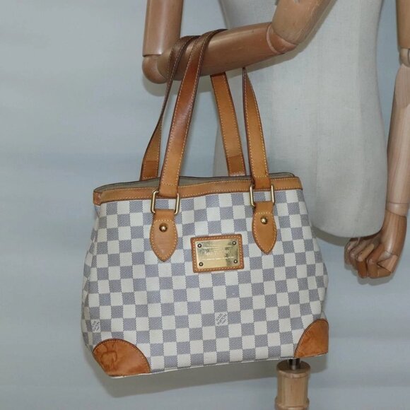 LOUIS VUITTON Damier Azur Hampstead PM Tote Bag N51207 LV Auth 139756 - Picture 1 of 16